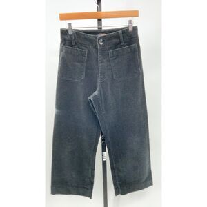 Quince Womens Organic Stretch Corduroy Cropped Wide Leg Pants - 26" Black 4